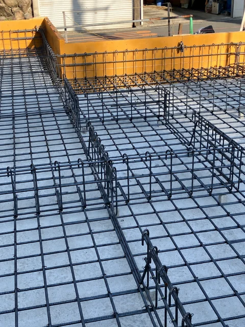 ベタ基礎の配筋施工写真